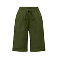 thumbnail image 4 of cocolona Womens Summer Casual Bermuda Shorts Elastic Waist Drawstring Wide Leg Knee Length Beach Shorts with Pocket, 4 of 5
