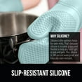 thumbnail image 5 of GORILLA GRIP Heat Resistant Durable Silicone Oven Mitts, BPA-Free Protective Grilling Potholders, Soft Cotton Lining, Flexible Waterproof Cooking Mitt Set, Kitchen Home Essentials, 12.5x8.3, Mint, 5 of 10