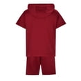 thumbnail image 5 of RUTAYY Men's Outfits Tracksuit 2 Piece Solid Color Hooded Athletic Sweatsuit Short Sleeve Tee Casual Sports Shorts Travel Elegant Clothing Sets, 5 of 8