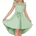 thumbnail image 1 of Zpanxa Chemises pour Filles Robe d'Été Manches à Volants en Maille Ligne A Robe Décontractée de Fête Robe Ceinturée avec Polyester Spandex 11 Ans, 1 of 6
