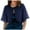 Navy, variant on Elegant Women's Silk Quilted Bolero Cardigan, Thin Sleeve Open Front Shawl Vest with Chiffon Three-Quarter Sleeve, Chic Wedding Cover Dress Beach Outerwear Top