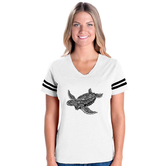 Womens Sea Turtle Hawaii Football V-Neck T-Shirt