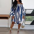 thumbnail image 1 of Ladies Flowy Striped Short Dress Mini Dresses Leopard Printed Party Ruched Kaftan, 1 of 2