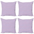 thumbnail image 1 of Ambesonne Geometric Throw Pillow Cover 4 Pack, Small Triangles Grid, 24", Lilac Lavender and White, 1 of 2