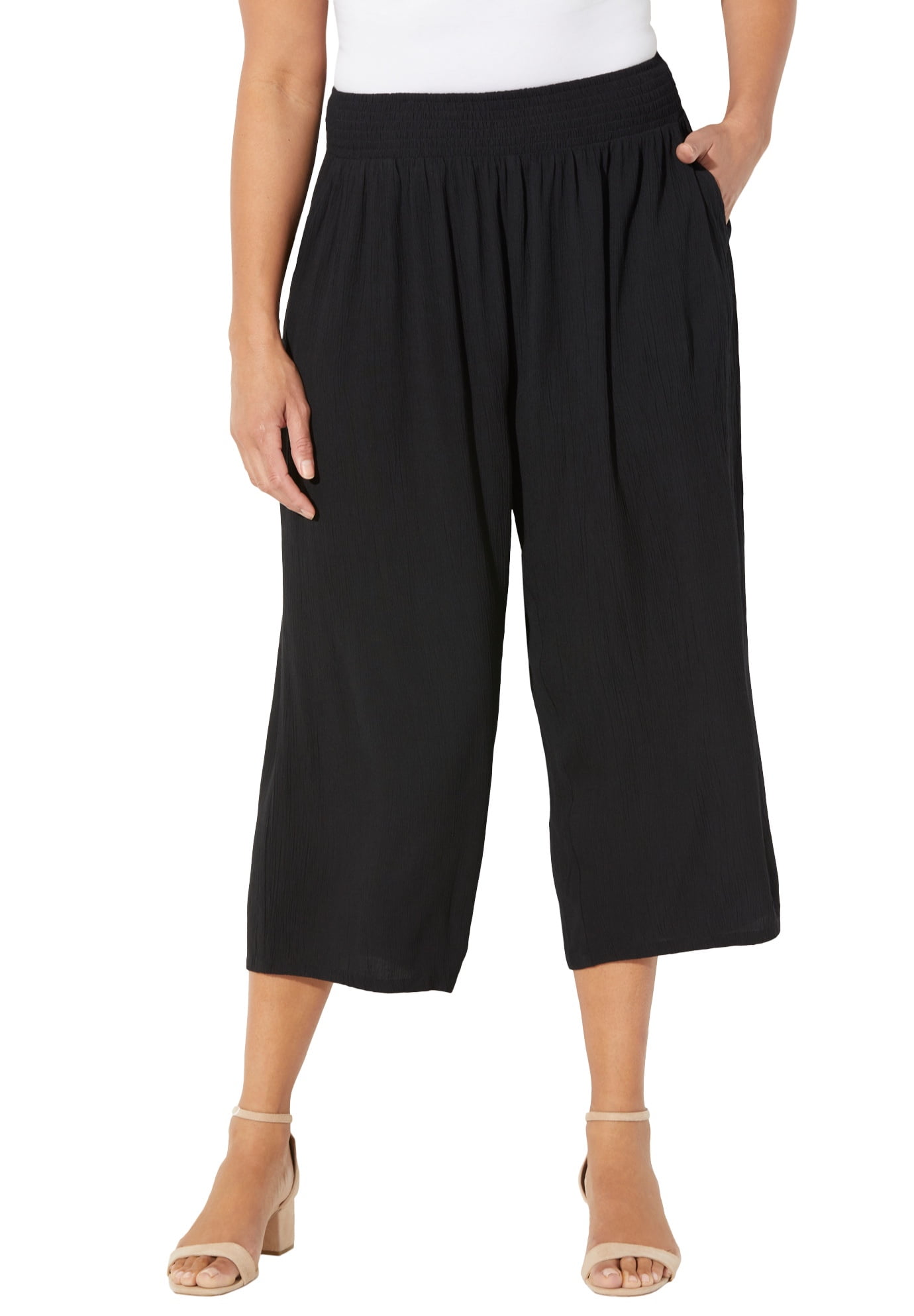 Catherines Women's Plus Size Gauze PullOn Capri