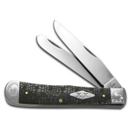 Grey Lizard - CASE XX Lizard Skin Gray Bone Scrolled Trapper Stainless Pocket Knife Knives