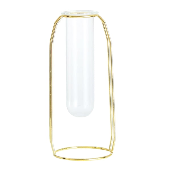 Florero De De Cristal Colgante Florero De Flores Del Envase Del Terrario Soporte Del Hierro Oro alto