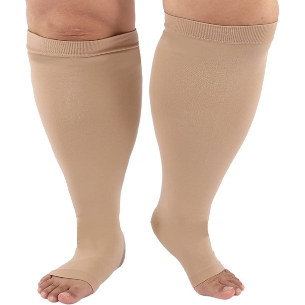 1 Pair Plus Size Compression Socks Wide Calf Pairs, OpenToe Toeless