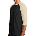 thumbnail image 4 of Men's Long Sleeve Round Neck Contrast Color Raglan Three Quarter Sleeve T-Shirt Top for Spring Fall Athleisure,Black,L, 4 of 8