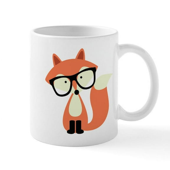 CafePress - Hipster Red Fox Mug - 11 oz Ceramic Mug - Novelty Coffee Tea Cup