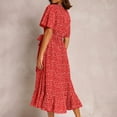 thumbnail image 5 of Summer Dress Saving! Women's Casual Plus Size Bohemian V-neck Loose Short Sleeve Print Mid-Claf Length Dress Red M, 5 of 5