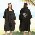 thumbnail image 4 of Albornoz de playa con capucha, toalla de baño, poncho, cremallera de felpa de doble cara, albornoz para cambiarse de surf, 4 of 5