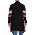 thumbnail image 2 of What's Next Women's and Women's Plus Striped Flyaway Cardigan Sweater, Midweight, Sizes XS-4X, 2 of 3