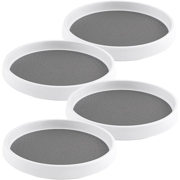 Set of 4 Pantry Cabinet Lazy Susan Turntable - 10 Inch Non-Slip Lining Kitchen Storage Turntable for Cabinet, Pantry, Refrigerator, Countertop - Spinning Organizer for Spices, Condiments, Baking