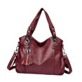 thumbnail image 3 of Bolso de mano Salvador de Cuero PU Rojo oscuro para mujer con asa cómoda, 3 of 10
