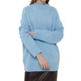 thumbnail image 2 of Women'S Oversized Sweaters Fall Outfits Trendy Crewneck Long Sleeves Knit Fashion Pullover Tops Sky Blue M, 2 of 8