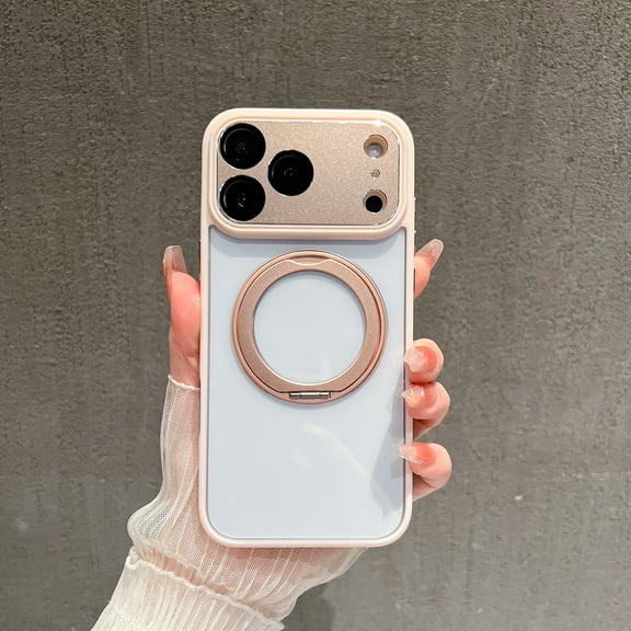 Case for iPhone 17 Pro Case Ring Holder Kickstand Built-in Camera Lens Protector Anti-Scratch Shockproof Dustproof Protection Rugged Phone Case Cover for iPhone 17 Pro, Pink