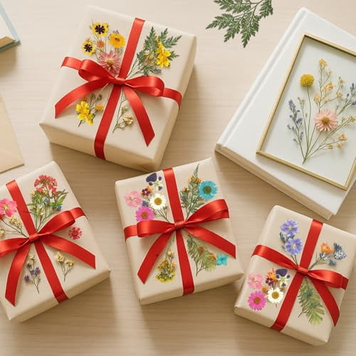 103pcs Natural Dried Flowers and Leaves Compressed for Resin Epoxy, Vacuum Packed DIY Pressed Flowers for Jewelry Making, Candle, Soap, and Nail Art Craft Supplies