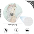 thumbnail image 4 of Cute Horse with Flowers Fairytale Round Place Mats Set of 1, Heat Stain Insulation Table Mats Non-Slip Grid Woven Placemats 15.4 Inch for Kitchen Dining Table Holiday, 4 of 7