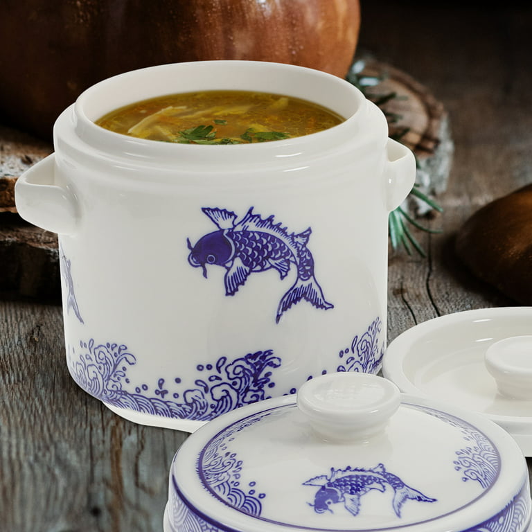 Bowl Ceramic Soup Pot Lid Steam Stew Casserole Cup Bowls Steaming Serving  Bean Porcelain Noodle Pottery Kitchen Large
