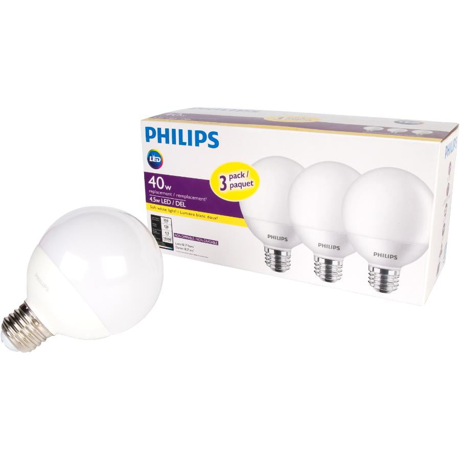 3 Pack 4.5W G25 Medium Base Soft White LED Light Bulbs Walmart Canada