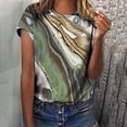 thumbnail image 1 of ICHUANYI Clearance Women's Tops Fashion Casual Loose Blouse Stone Gradient Printing Round Neck T-Shirt Blouse Print Tee(Green, XXL) ICHUANYI WER2023081400827, 1 of 6