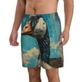 thumbnail image 2 of Kdxio Blue Watercolor Duck Pattern Mens Casual Shorts - Drawstring Summer Beach Sports Shorts for Men, 2 of 5