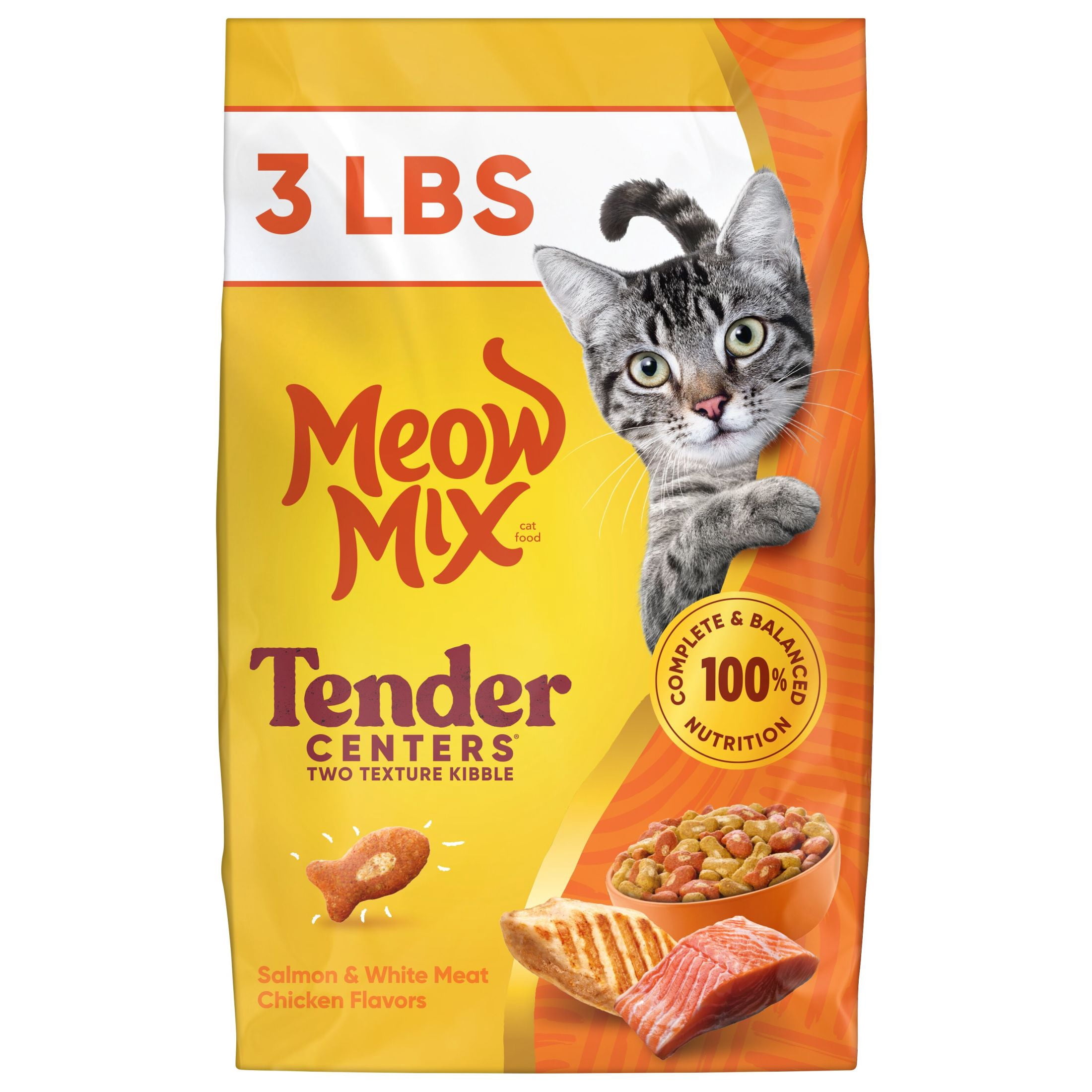 Meow Mix Gravy Coated Kibble Mix, Chicken Flavor Dry Cat Food, 3
