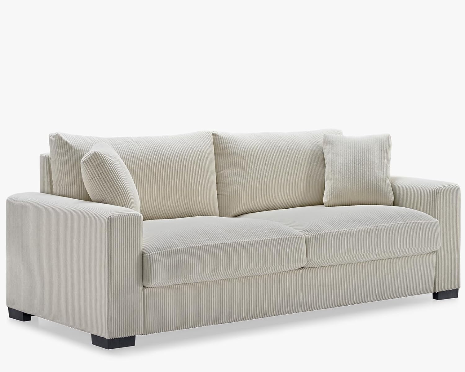 US Pride Furniture Luxe Corduroy Sofa with 2 Toss Pillows, Spacious and Comfortable 3-Seater Couch