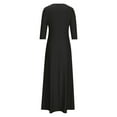 thumbnail image 5 of cfhntfmh Maxi Dresses for Women Fashion Cutout Deep V Neck Fall Dress Loose 3/4 Sleeve Vacation T-Shirts Dress, 5 of 6