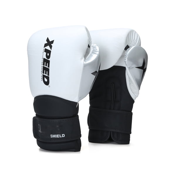 Xpeed Elite Sparring Boxing Glove White / Black LEATHER 10oz