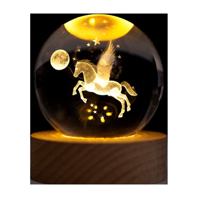 Luz de noche LED 3D con forma de bola de cristal para niños, proyectores de Luna y galaxia, lámpara de decoración de dormitorio, regalos creativos