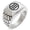 Silver, variant on Stainless Steel Kikkawa Samurai Crest Geometric Pattern Step-Down Biker Style Polished Ring