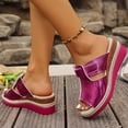 thumbnail image 5 of Wensltd Women Wide Width Sandals Wedge Solid Color Summer Sandals Comfortable Wedge Heel Casual Outdoor Walking Shoes, 5 of 9