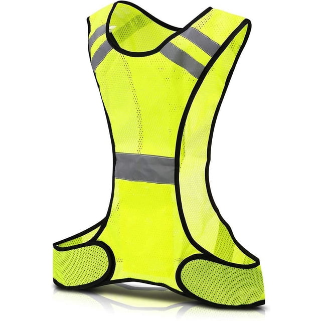 Chaleco reflectante, chaleco de seguridad reflectante ajustable de alta visibilidad, tamaño universal, para bicicleta, motocicleta, ciclismo, correr, trotar (amarillo neón) (1 unidad)