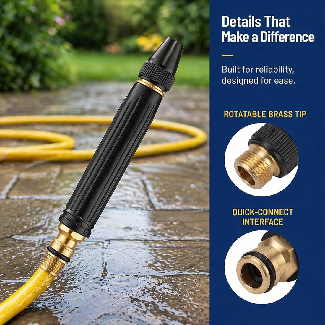 Home High Pressure Car Wash Water Gun with Booster Nozzle and Hose, 2026 Heavy Duty Leakproof Hose Nozzle with Multiple Spray Patterns, for Car Cleaning Garden Watering Patio Washing