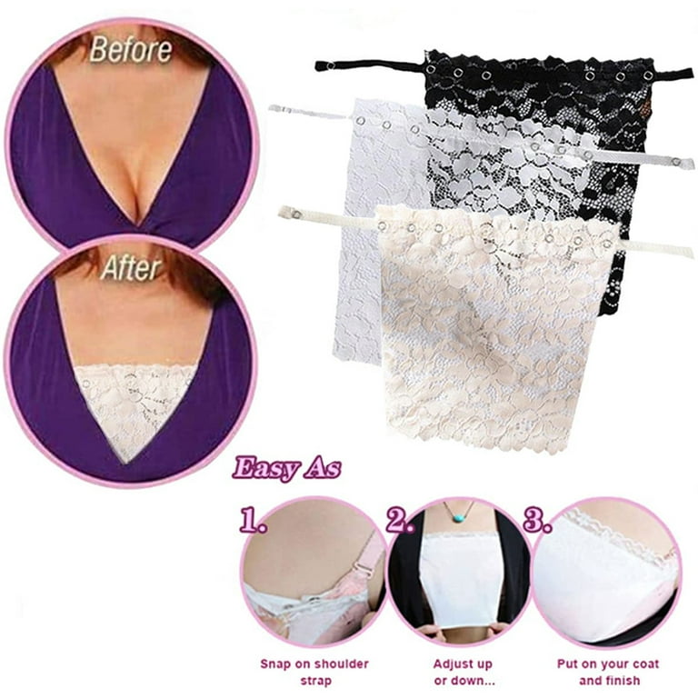 6Pcs Lace Privacy Invisible Bra Modesty Panel Cleavage Cover for Women