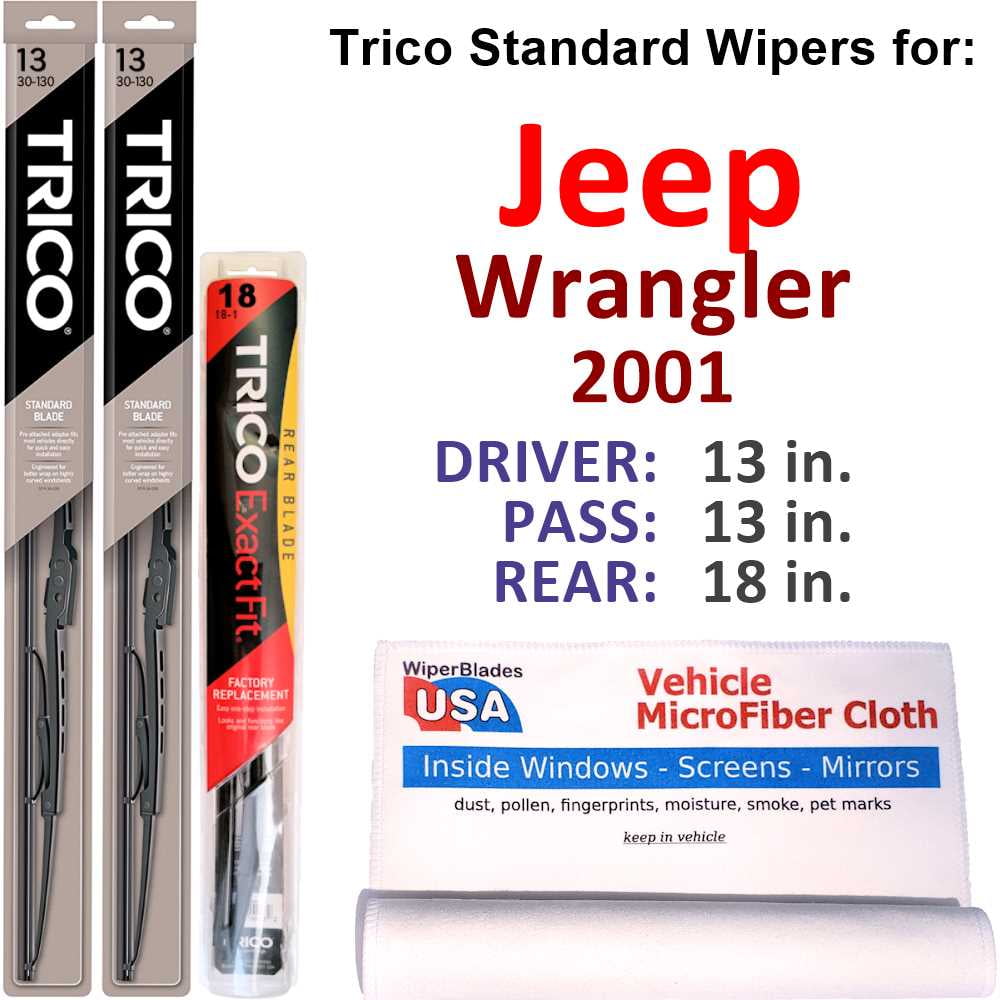 2001 Jeep Wrangler Wiper Blades (Set of 3) w/Rear Wiper 