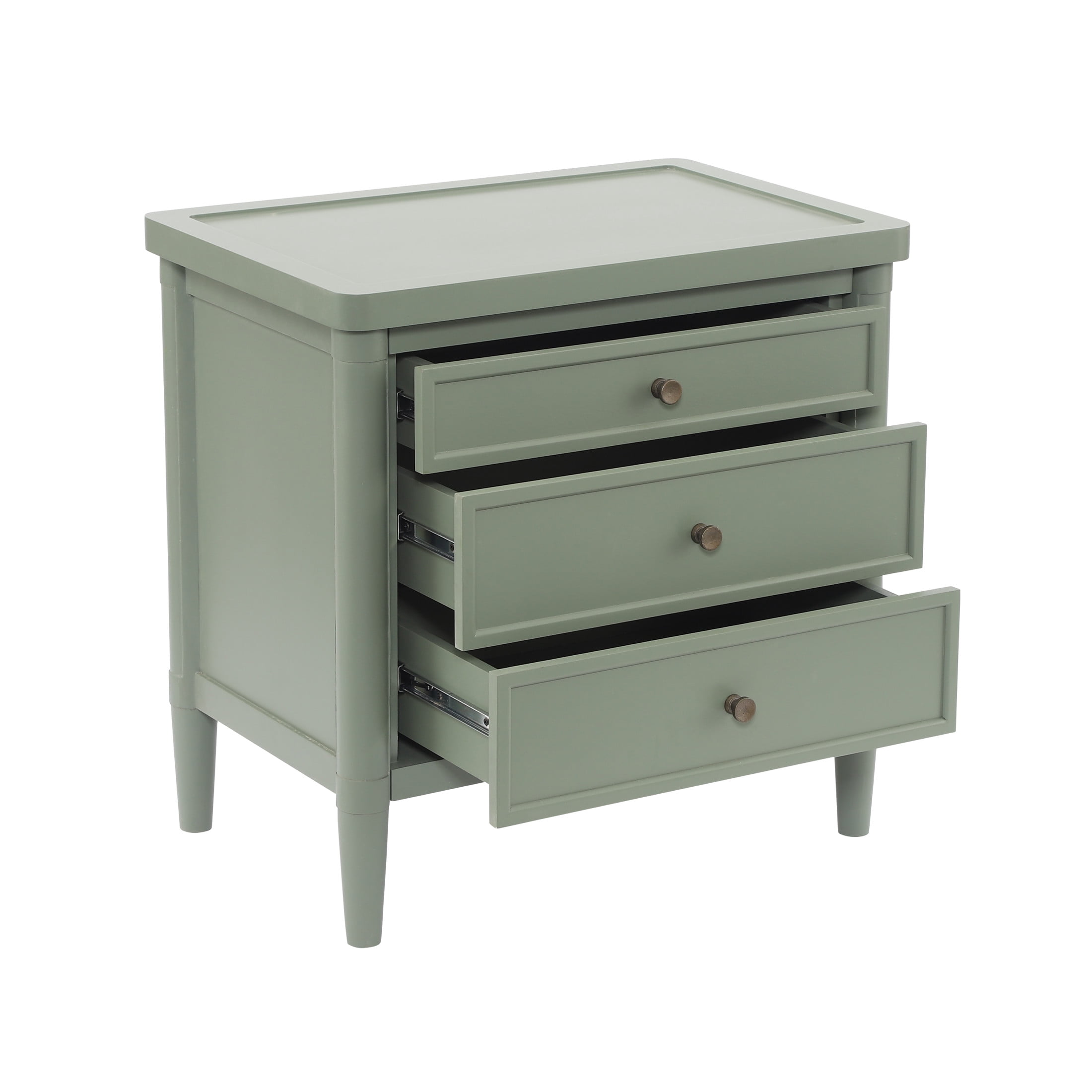 Christopher Knight Home 23.6"W Modern Nightstand with 3 Drawers, Bedside Storage Table, Light Green