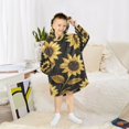 thumbnail image 6 of FORMRS Wearable Blanket Hoodie with Sleeves for Kids Cozy Flannel Sweatshirt, Black Sunflower Pattern, 6 of 7