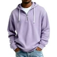 thumbnail image 2 of Big and Tall Mens Hoodies Quarter Zip Pullover Hooded Sweatshirt Waffle Knit Golf Workout Comfort Wear Purple 2XL, 2 of 5