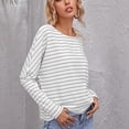 thumbnail image 2 of Top De Manga Larga, Agradable A La Piel, Casual, A Rayas, Elegante, Cuello Redondo, Blusas Ajustadas, Ajuste Holgado Para Mujeres Para Exteriores ANGGREK Otros, 2 of 6
