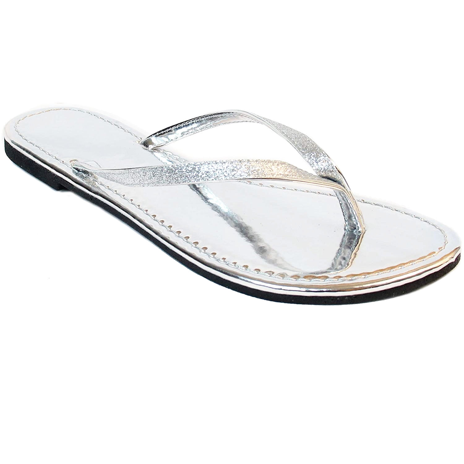 Women's Glitter Casual Flat Summer Thong Flip Flop Sandal (FREE ...