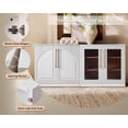 thumbnail image 3 of Modular 3PCS Storage Cabinet Set, 2 Fluted Buffets with 1 Glass Door Sideboard, Adjustable Shelves, DIY Wooden Organizer Unit for Living Room,Kitchen, White, 3 of 10