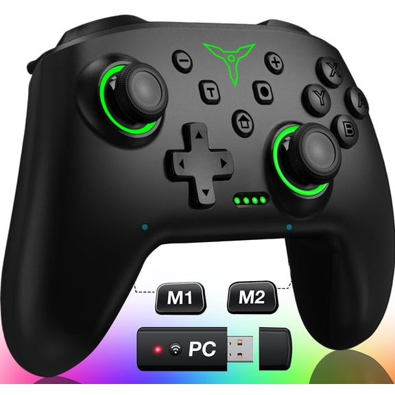 Switch Controller, QQV Wireless Pro Switch Controller with Adapter, Black