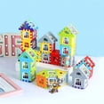 thumbnail image 4 of Bloques de construcción de casas con ventanas de colores para niños, castillo de plástico cuadrado de partículas grandes ensamblado, juguetes educativos para jardín de infantes, 4 of 4