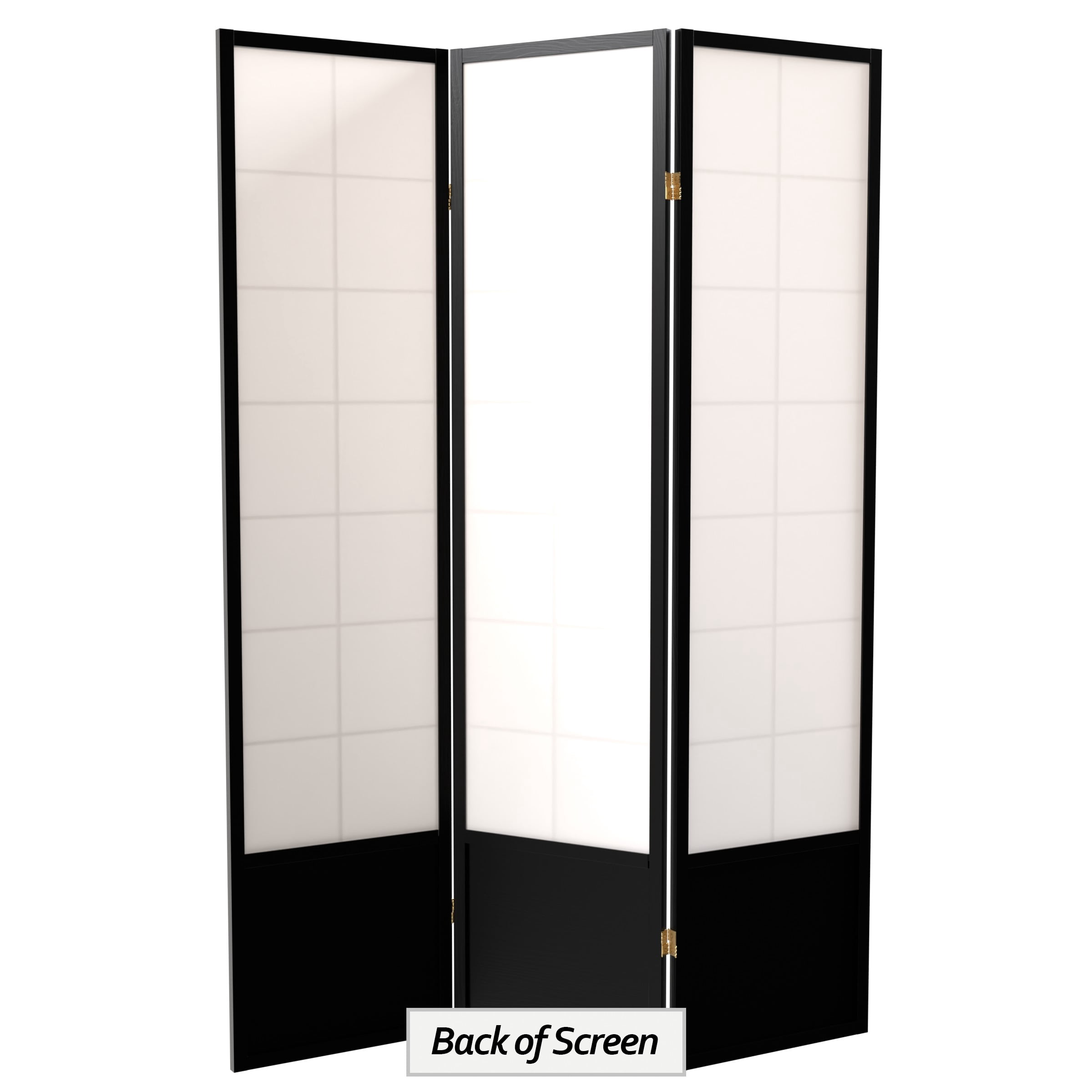 6 ft. Tall Premium Japanese Design Wide Window Pane Screen - Black - 3 Panels