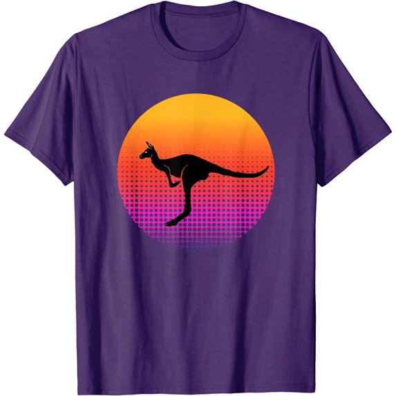 Cute Kangaroo Animal Silhouette at Sunset for Men Women Kids T-Shirt
