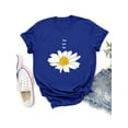 thumbnail image 4 of Xuanfei Women Daisy Floral Letter Print Short Sleeve Crew Neck T-Shirt, 4 of 6