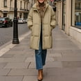 thumbnail image 3 of Breezora Women Stand Collar Longline Puffer Coat Loose Fit Warm Winter Jacket Comfortable Cozy S Size Khaki, 3 of 4